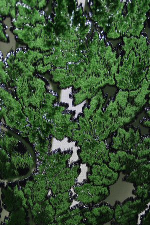 1990 Geoffrey Beene Couture 'Green Leaves' Sheer Devoré Velvet One-Sleeve Hourglass Gown