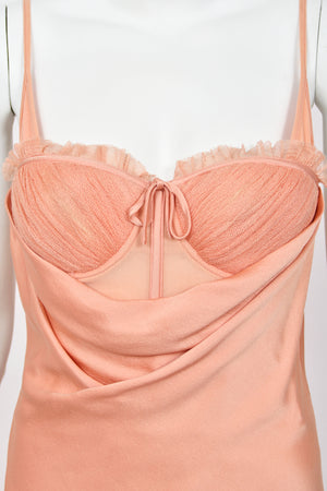 2004 Alexander McQueen Runway Pink Silk Bustier Bias-Cut Dress w/ Tags
