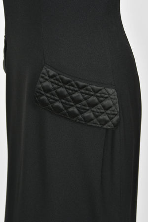 1997 Christian Dior by John Galliano Black Silk Crepe Strapless High-Slit Gown