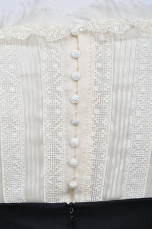 2009 Chanel by Karl Lagerfeld Editorial Runway Black & White Angel Sleeve Fitted Jumpsuit