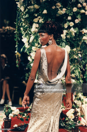 1998 Christian Dior by John Galliano 'In a Boudoir Mood' Ice-Blue Floral Silk Bias-Cut Gown