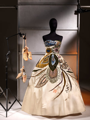 1950's Emilio Schuberth Italian Couture 'Under The Sea' Motif Satin Gown