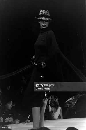 1983 Christian Dior Haute Couture Black Wool & Silk-Velvet Full Length Cape