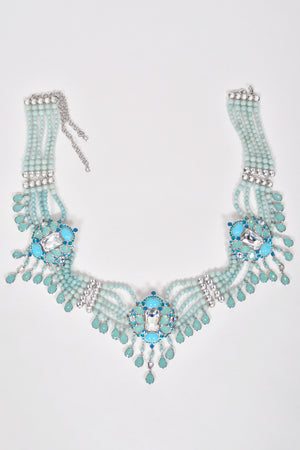 2008 Christian Dior by John Galliano Runway Turquoise Crystal Cabochons Beaded Statement Belt