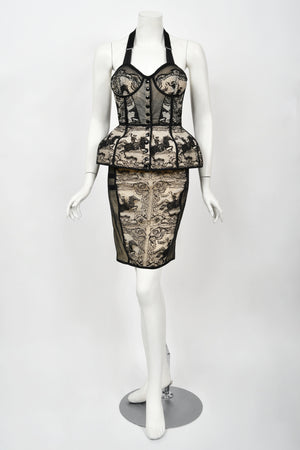 1988 Jean Paul Gaultier Documented Cowboy Lace 'Cone Bra' Bustier Lingerie Set