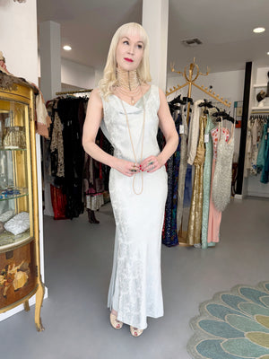 1998 Christian Dior by John Galliano 'In a Boudoir Mood' Ice-Blue Floral Silk Bias-Cut Gown