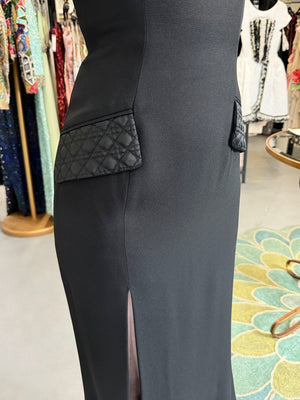 1997 Christian Dior by John Galliano Black Silk Crepe Strapless High-Slit Gown