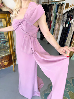 2001 Yves Saint Laurent Haute Couture Runway Lilac Silk Sculptural Asymmetric Gown