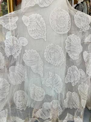 1932 Worth Couture for Elizabeth Arden Sequin Ivory Seashell Motif Lace Gown