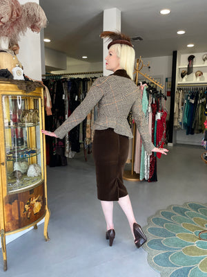 1996 Vivienne Westwood 'Storm in a Teacup' Tweed Velvet Asymmetric Jacket Suit