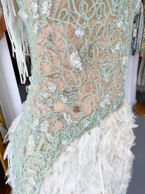 2012 Chanel by Karl Lagerfeld Documented Sheer Illusion Beaded Silk Dress w/Tags