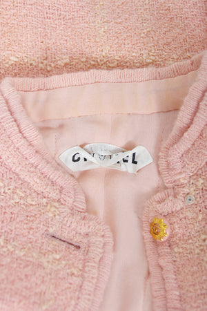 1973 Chanel Haute Couture Documented Pink Wool Jacket Blouse Skirt Three-Piece Suit