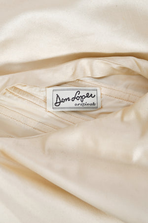 1950's Don Loper Couture Ivory Silk Satin Strapless Full-Skirted Dress w/ Detachable Cape