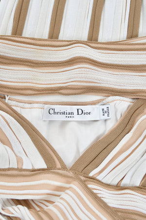 2002 Christian Dior by John Galliano Striped Stretch Knit Low-Plunge Gown