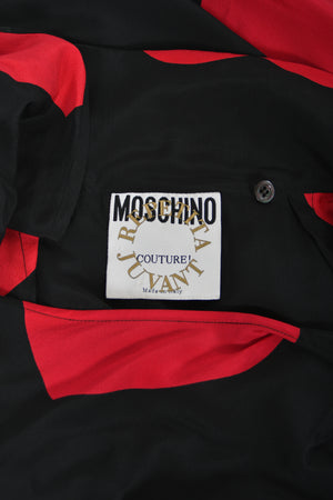 1994 Moschino Couture Documented 'Heartbreaker' Novelty Print Silk Convertible Dress