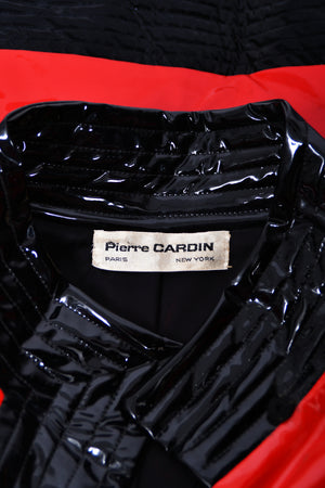 1969 Pierre Cardin Documented Red & Black Vinyl Space-Age Mod Maxi Coat