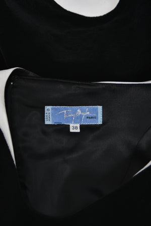 1994 f/w Thierry Mugler Black Velvet & White Silk Sculpted Futuristic Mini Dress