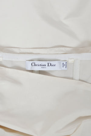 2008 Christian Dior by John Galliano Ivory Silk Strapless Bustier Peplum Gown
