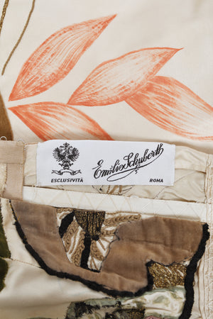 1950's Emilio Schuberth Italian Couture 'Under The Sea' Motif Satin Gown