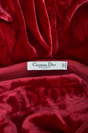 2006 Christian Dior by Galliano Ruby Red Velvet Asymmetric Draped Bias-Cut Gown