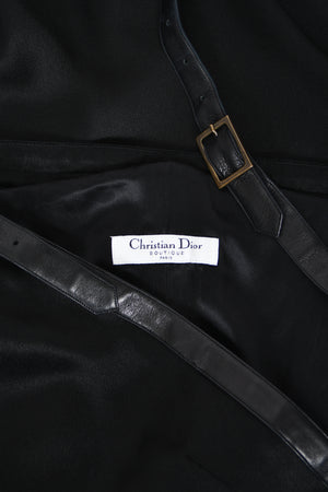 2001 Christian Dior by John Galliano Black Silk Leather-Strap Bondage Bias-Cut Gown