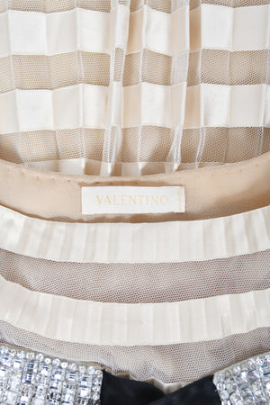 2007 Valentino Documented Runway Ivory Sheer-Illusion Silk & Tulle Pleated Gown