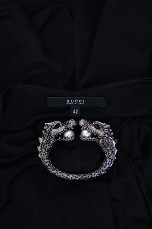 2004 Gucci by Tom Ford Black Silk Jersey Plunge Long Sleeve Cut-Out Finale Gown