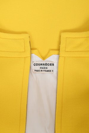 1968 André Courrèges Couture Yellow Wool Belted Space-Age Mod Dress