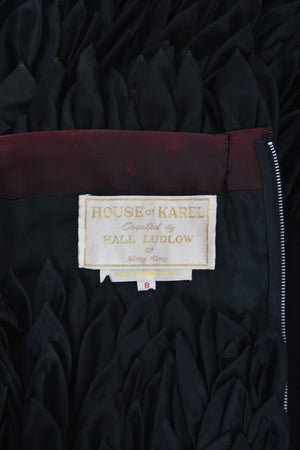 1959 Hall Ludlow Couture Museum-Held Black Silk Appliquéd Petals Hourglass Gown