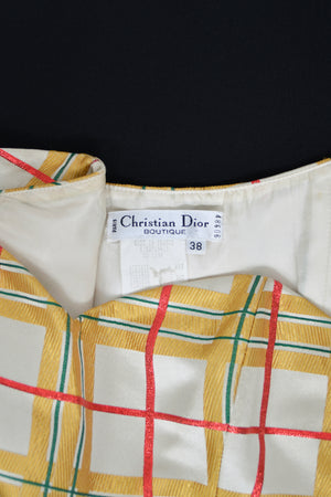 1995 Christian Dior by Gianfranco Ferré Runway Plaid Silk Metallic-Corded Hourglass Gown