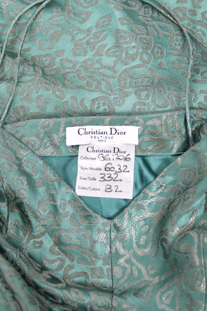 1999 Christian Dior by John Galliano Metallic Teal Blue Lamé Silk Bias-Cut Slip Gown