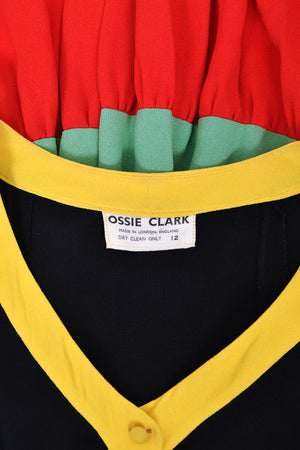 1970 Ossie Clark Vogue Documented Traffic-Light Block Color Crepe Dress