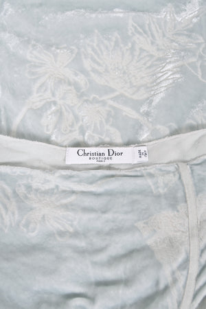 2006 Christian Dior by John Galliano Ice Blue Silk Velvet Asymmetric Draped Bias-Cut Gown