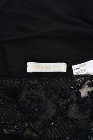 2004 Valentino Runway Beaded Bralette Draped Sheer Silk Cut-Out Gown