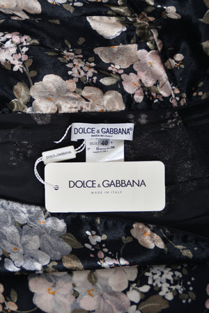 1997 Dolce & Gabbana Floral Stretch Velvet Cut-Out Bustier Slip Dress with Tags