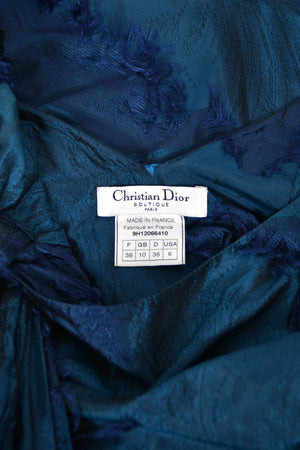 1999 Christian Dior by John Galliano Sapphire Blue Eyelash Silk Backless Bias-Cut Gown