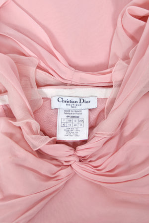 2004 Christian Dior by John Galliano Light Pink Silk Draped Shawl High Slit Bias-Cut Gown