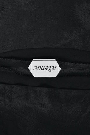 1930's Milgrim Couture Black Silk Rhinestone Deco-Bows Asymmetric Trained Gown