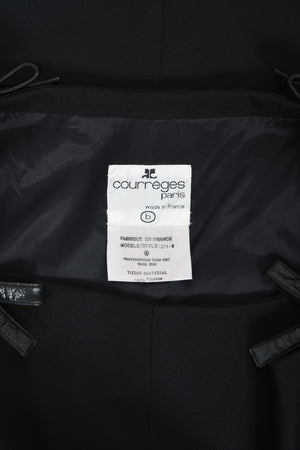 1969 André Courrèges Black Vinyl-Bows Minimalist Space-Age Mod Gown