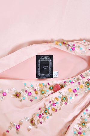 2007 Christian Dior by John Galliano Beaded Pink Silk Asymmetric Sculptural Gown