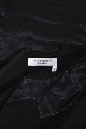 2004 Tom Ford for Yves Saint Laurent Runway Sheer Black Boned Off-Shoulder Hourglass Dress
