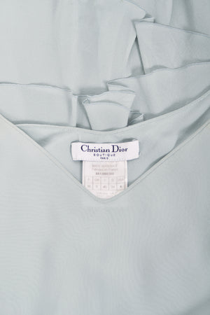 2004 Christian Dior by John Galliano Ethereal Ice Blue Silk & Tulle Tiered Bias-Cut Gown