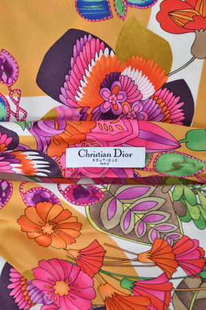 2005 Christian Dior by John Galliano Colorful Tie Dye Floral Silk Bias-Cut Dress