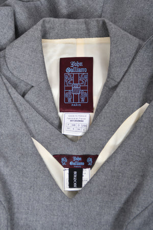 1998 John Galliano ‘Cabaret’ Collection Charcoal Gray Wool Dress & Peplum Jacket Suit