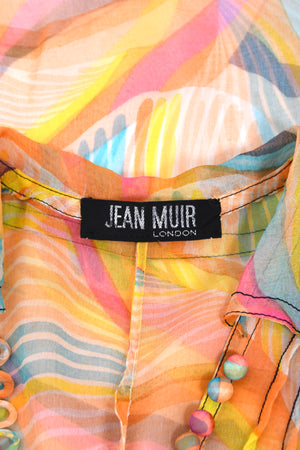 1967 Jean Muir Documented Psychedelic Op-Art Sheer Silk Tunic Mini Dress & Pants