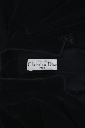 1983 Christian Dior Haute Couture Black Wool & Silk-Velvet Full Length Cape