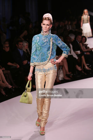 2008 Christian Dior by John Galliano Runway Turquoise Crystal Cabochons Beaded Statement Belt