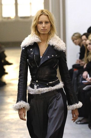 2004 Balenciaga Documented Runway Leather & Shearling Motorcycle Jacket