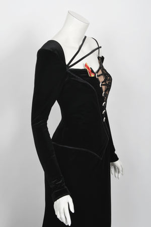 2010 Cher Custom Bob Mackie Couture Black Velvet Bias-Cut Golden Globes Gown