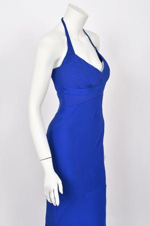 2013 Narciso Rodriguez Custom Couture for Tina Fey Sapphire Silk Bustier Gown